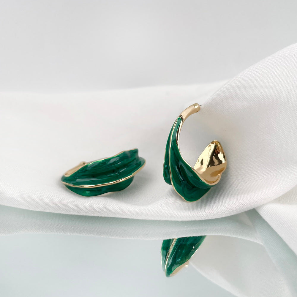GREEN HOOP EARRING