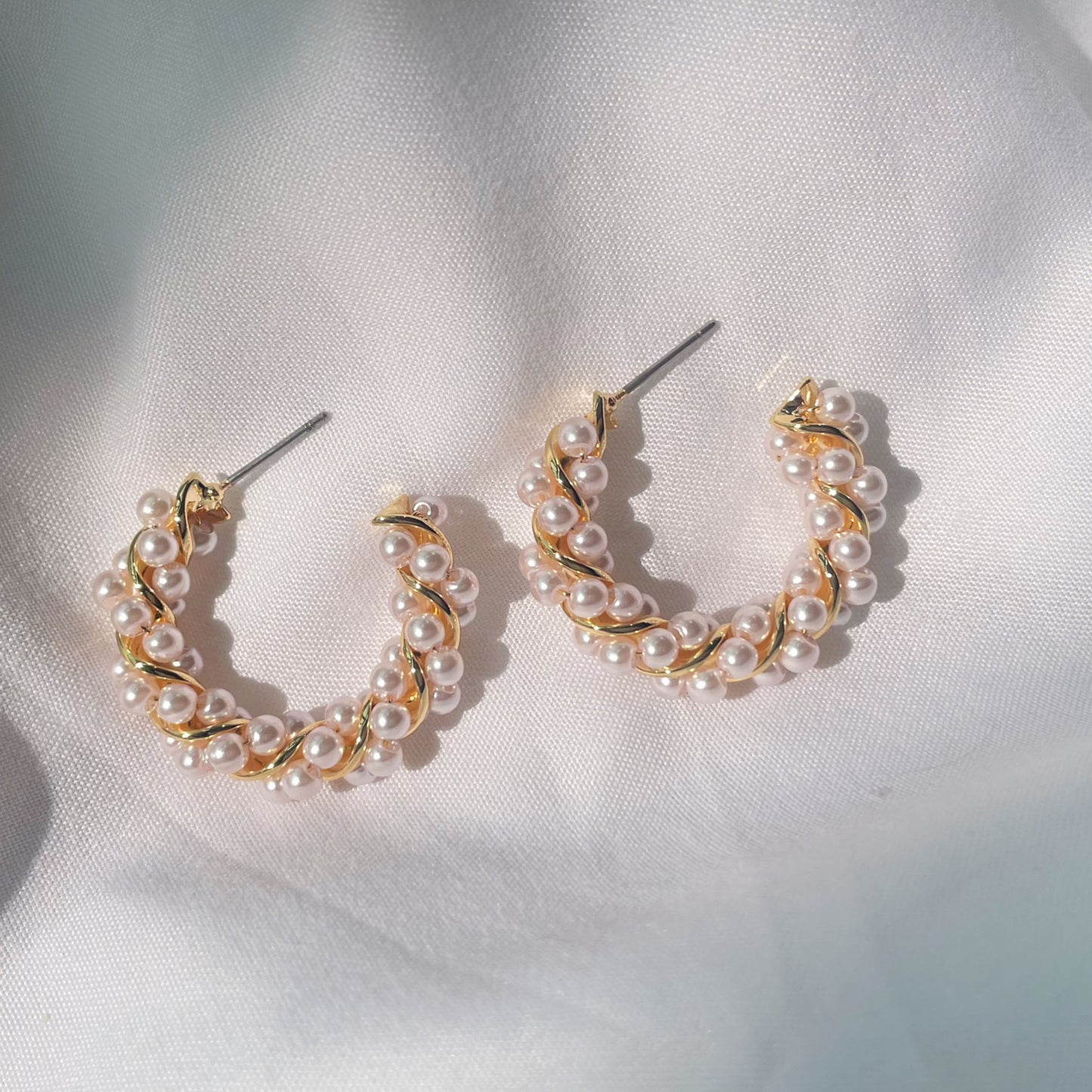 PEARL BRASS EARRINGS