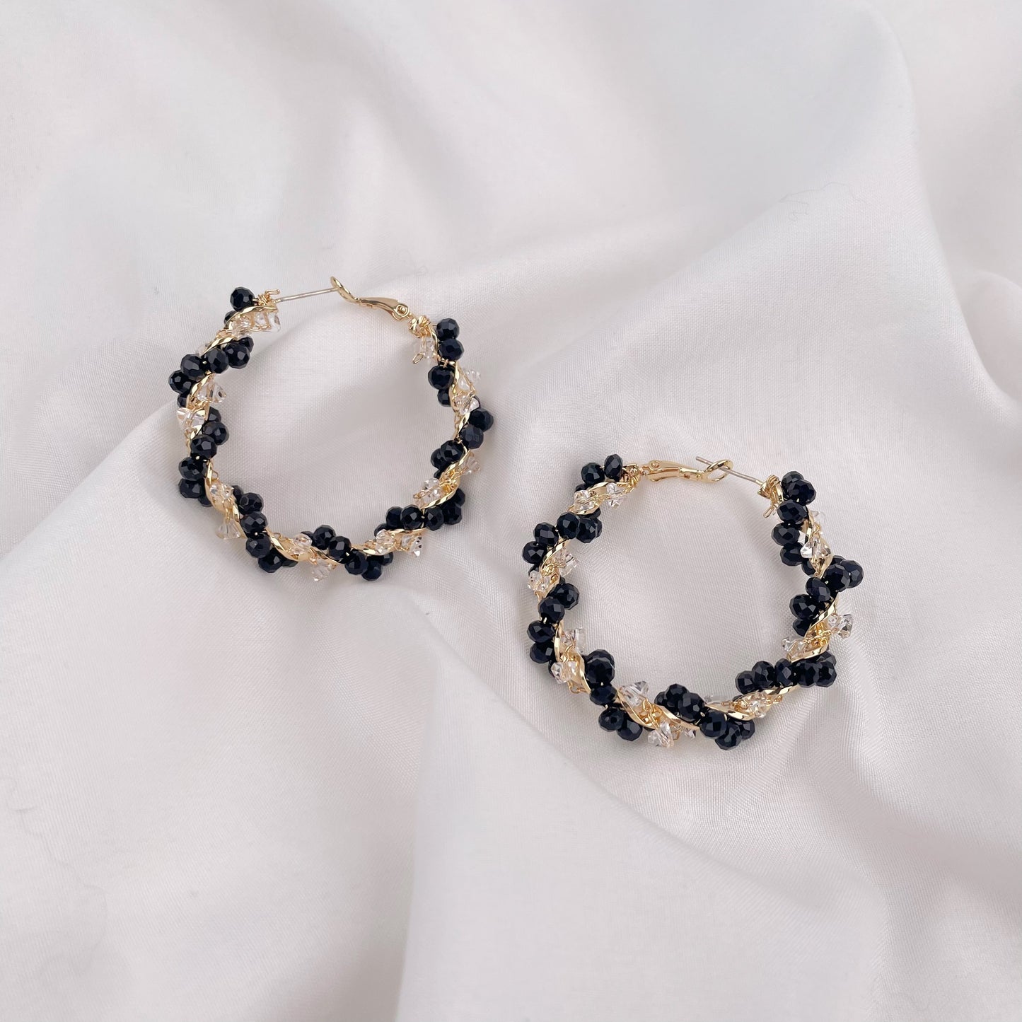 BEADED FRONT TO BACK HOOPS EARRING