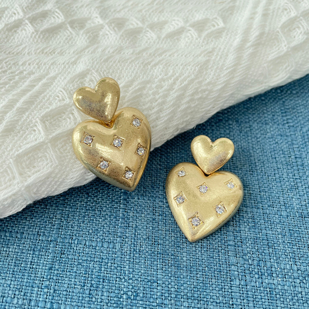 HEART RHINESTONE EARRINGS