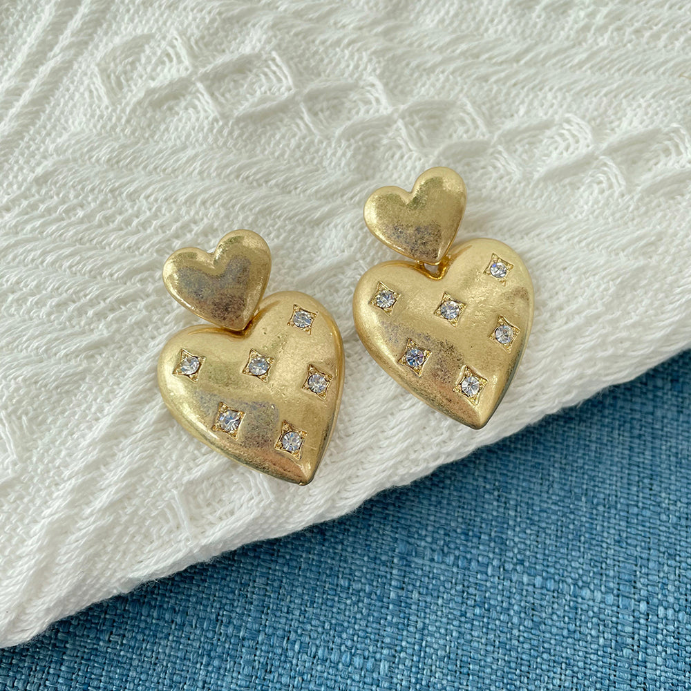 HEART RHINESTONE EARRINGS