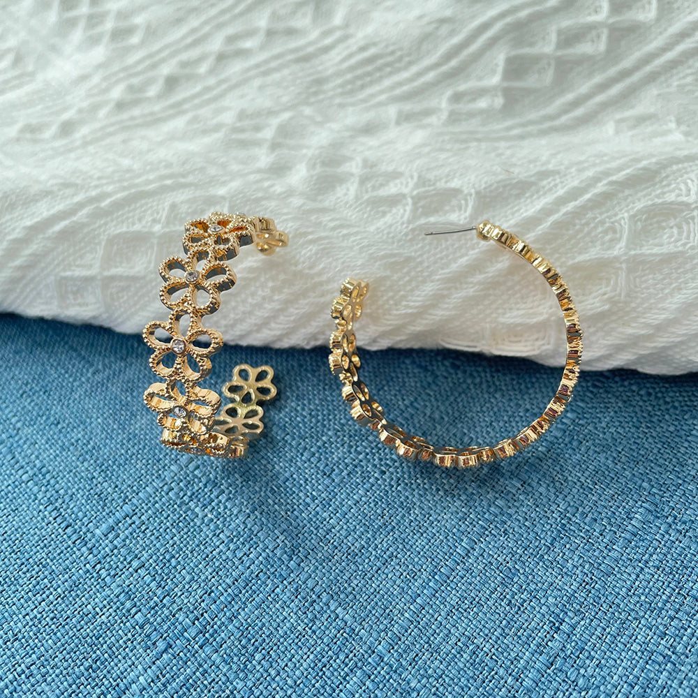 FLOWER HOOP EARRINGS