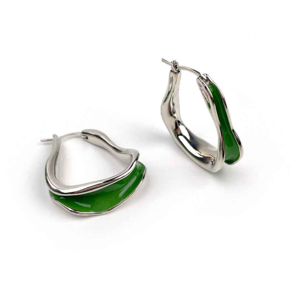 GREEN HUGGIE EARRING