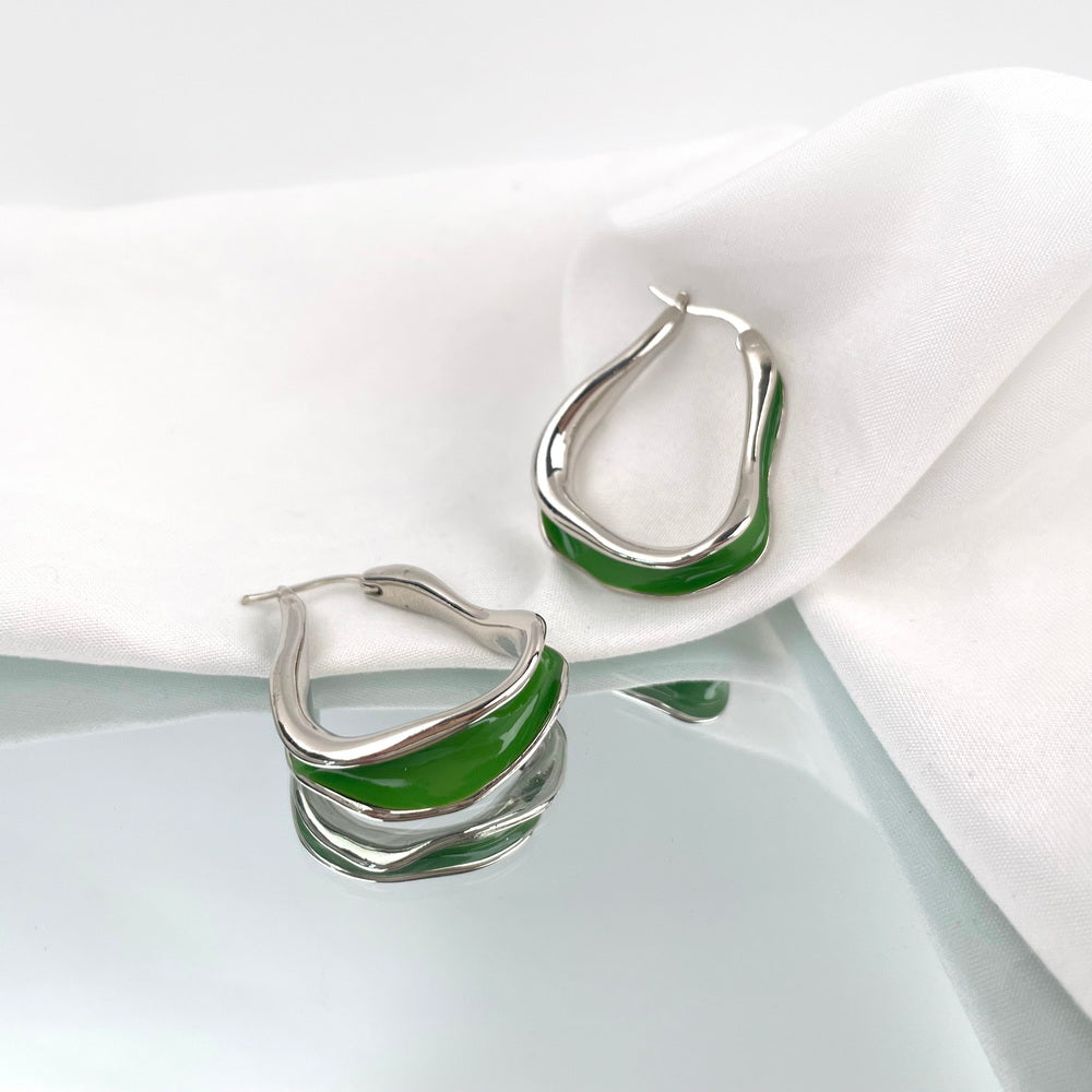 GREEN HUGGIE EARRING