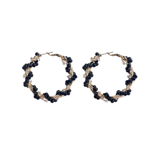 BEADED FRONT TO BACK HOOPS EARRING