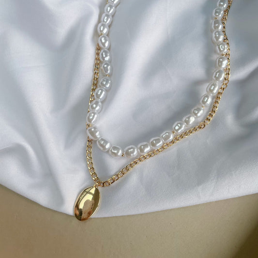 DOUBLE LAYERED PEARL NECKLACE